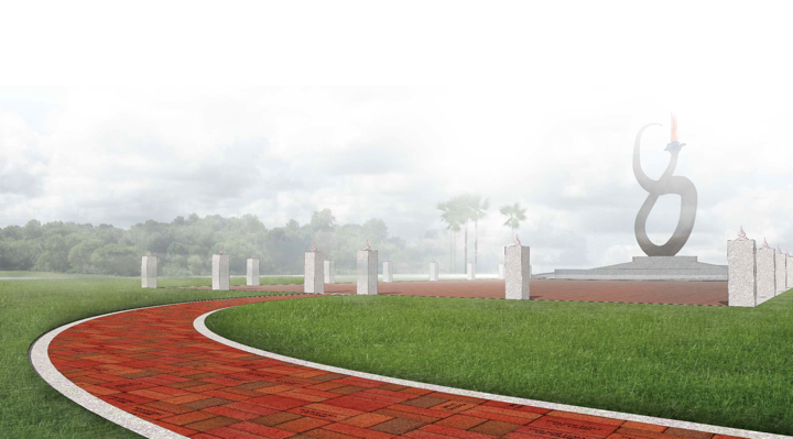 The Walk of Heroes pathway at the American Hall of Fame & Museum