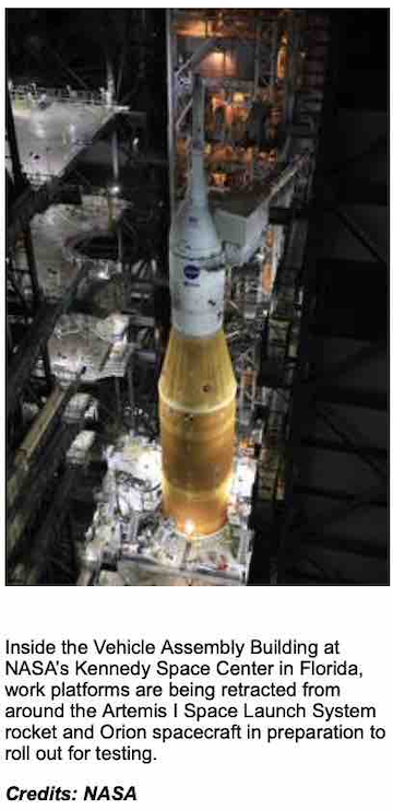 The Artemis I Space Launch System rocket and Orion spacecraft