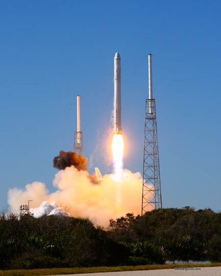 Liftoff of SpaceX's Falcon 9 from Cape Canaveral.