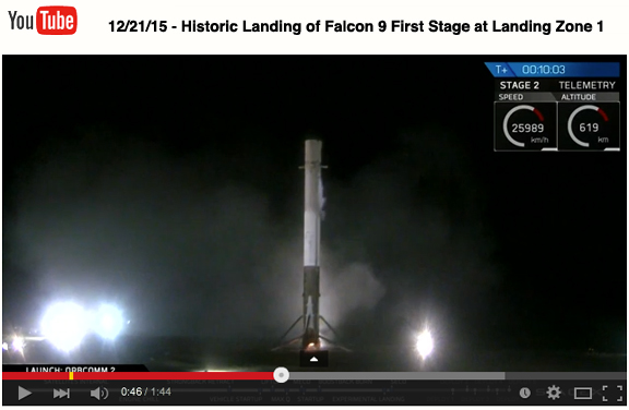 SpaceX lands a reusable first stage rocket.