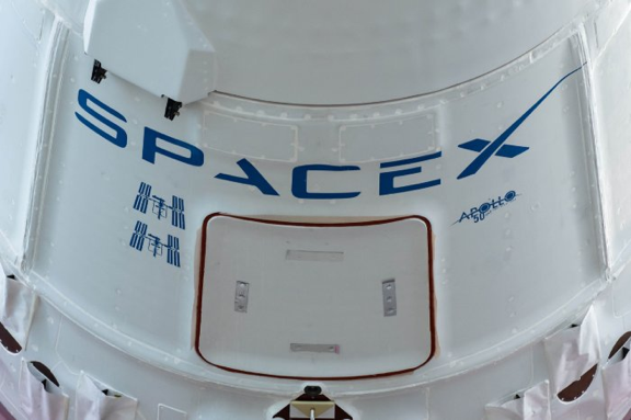 SpaceX logo on a Falcon 9 rocket.