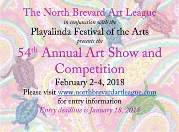The North Brevard Art League is having their art show & competition with the Playalinda Festival