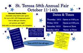 St. Teresa's Fair October 11-14, 2018