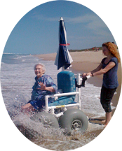 This beach wheelchair is available free.