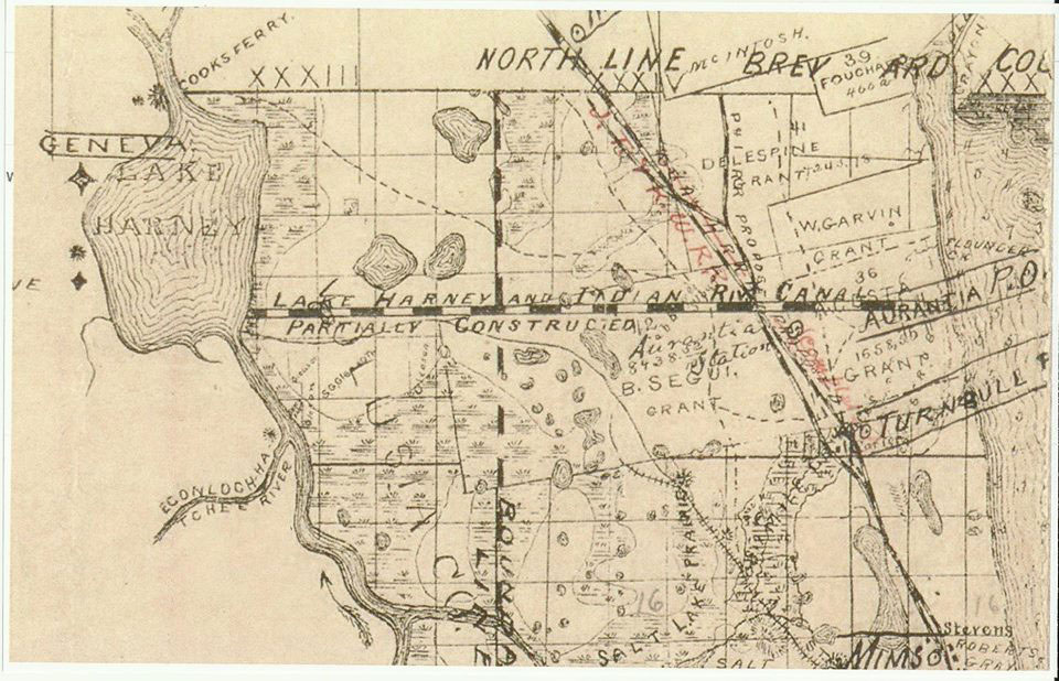 1875 detail map of the proposed canal.