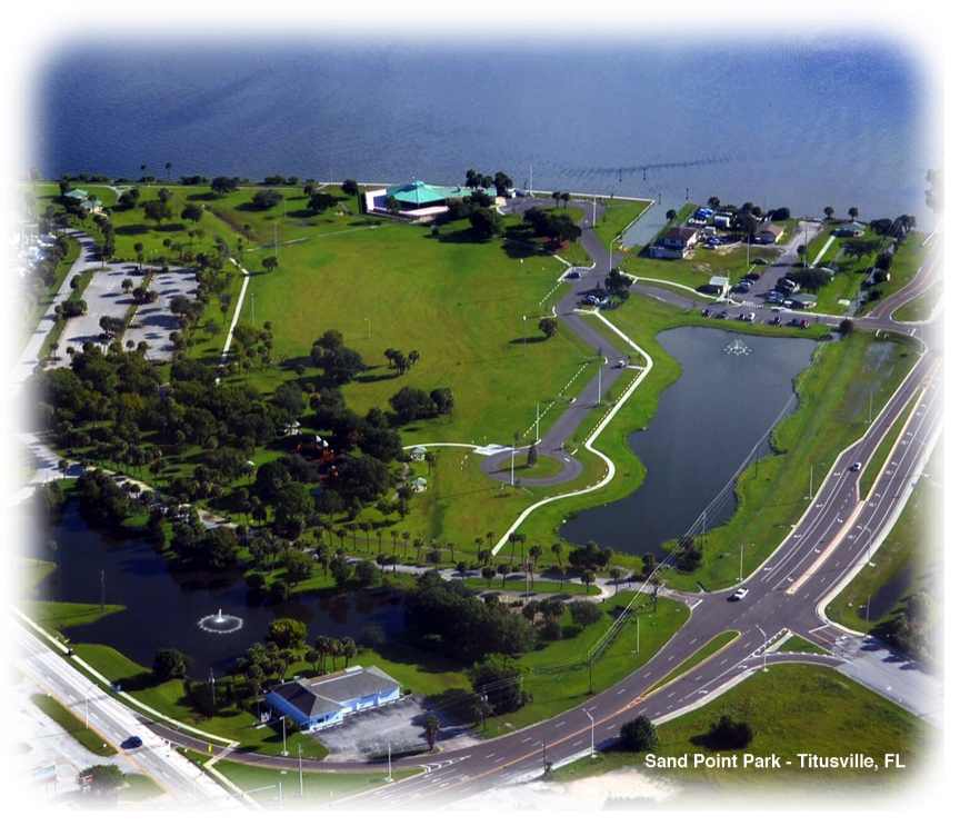 Sand Point Park in Titusville, Florida from the air.
