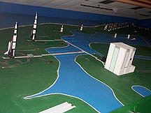 Diorama of NASA Shuttle launch area.