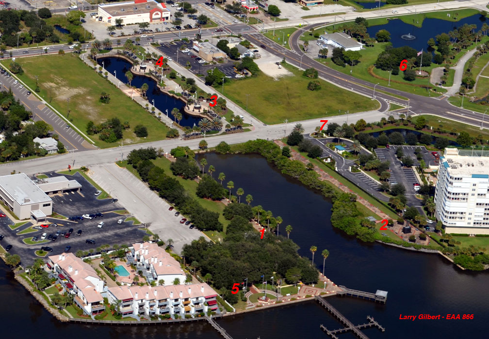 U.S. Space Walk of Fame and surrounding monuments.