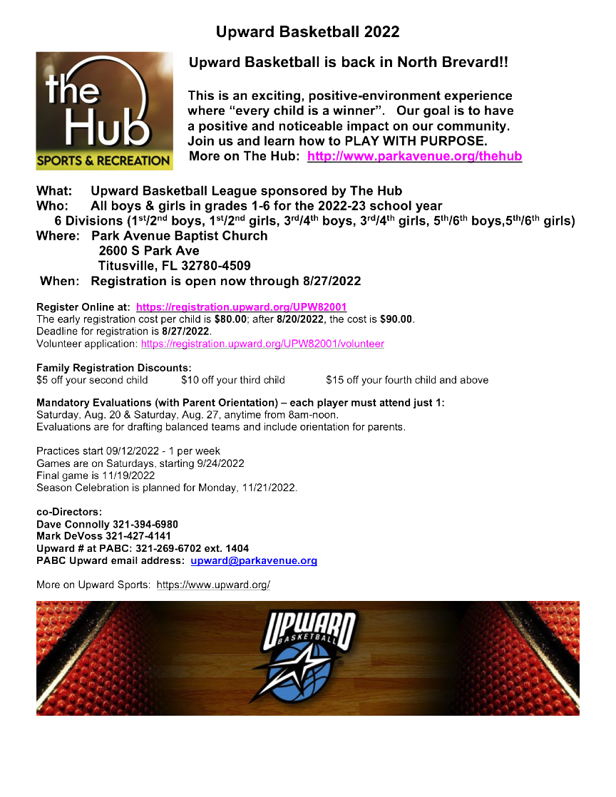 Upward Basketball is back in North Brevard