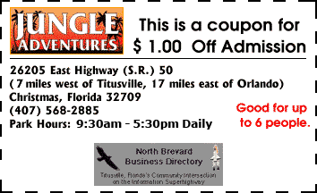 Jungle Adventures - Titusville, Florida - Discount Coupon