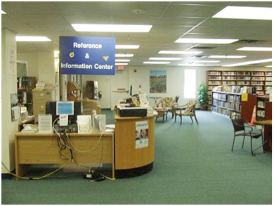 The Mims/Scottsmoor Library Reference Desk area