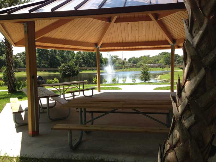 Looking out at the pond from the gazebo.