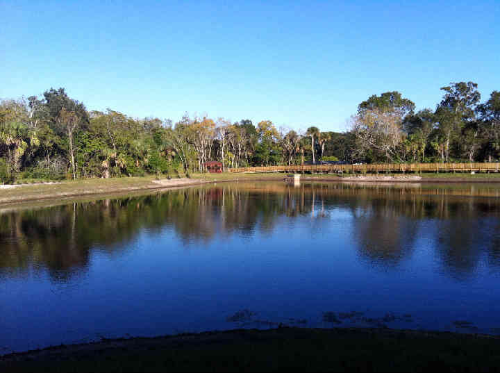 The little gazebo from across the pond. It's a short distance east of the main gazebo.