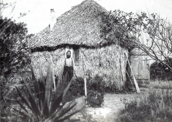 Palmetto hut of an early North Brevard Settler.